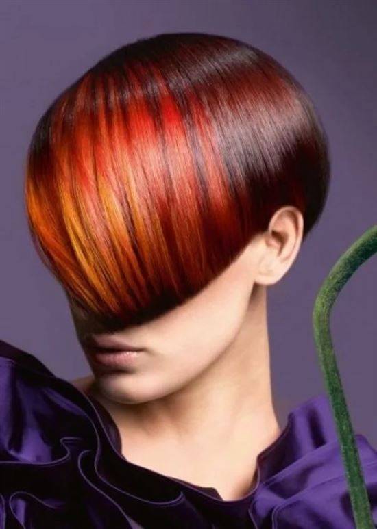 Креативная покраска на рыжих волосах